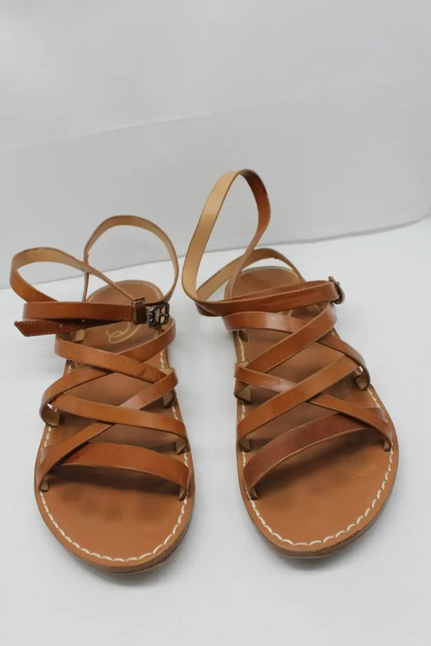 Sam Edelman‎ Light Brown Meriai Saddle Leather Strappy Casual Gladiator Sandals